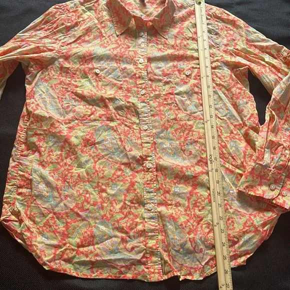 Lauren Ralph Lauren Colorful Orange Paisley Shirt - Picture 12 of 13